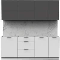 Кухонный гарнитур Интермебель Микс Топ-36 2.1м без столешницы (графит серый/белый премиум) - 