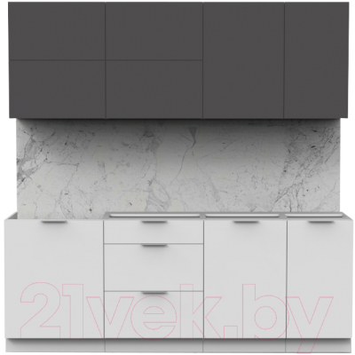Кухонный гарнитур Интермебель Микс Топ-36 2.1м без столешницы (графит серый/белый премиум)