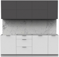 Кухонный гарнитур Интермебель Микс Топ-37 2.2м без столешницы (графит серый/белый премиум) - 