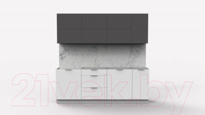Кухонный гарнитур Интермебель Микс Топ-37 2.2м без столешницы (графит серый/белый премиум)
