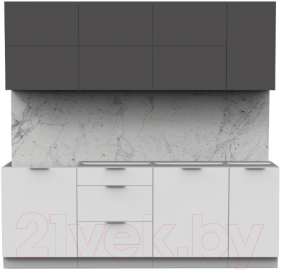 Кухонный гарнитур Интермебель Микс Топ-37 2.2м без столешницы (графит серый/белый премиум)