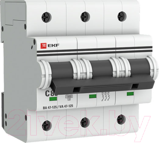 Выключатель автоматический EKF PROxima ВА 47-125 3Р 80А (С) / mcb47125-3-80C