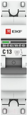 Выключатель автоматический EKF ВА 47-63 1P 13А (C) 4.5kA PROxima / mcb4763-1-13C-pro