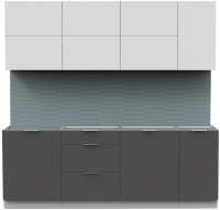 Кухонный гарнитур Интермебель Микс Топ-37 2.2м без столешницы (белый премиум/графит серый) - 