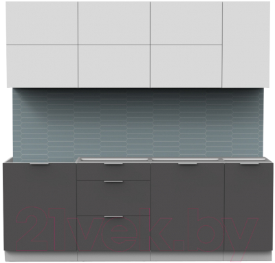 Кухонный гарнитур Интермебель Микс Топ-37 2.2м без столешницы (белый премиум/графит серый)