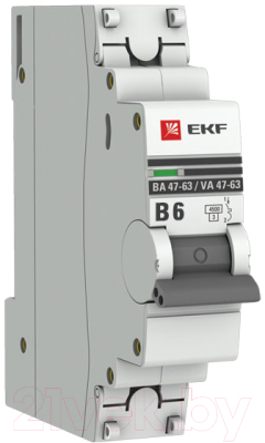 Выключатель автоматический EKF ВА 47-63 1P 6А (B) 4.5kA PROxima / mcb4763-1-06B-pro