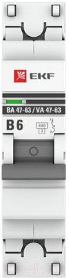Выключатель автоматический EKF ВА 47-63 1P 6А (B) 4.5kA PROxima / mcb4763-1-06B-pro