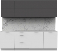 Готовая кухня Интермебель Микс Топ-38 2.4м без столешницы (графит серый/белый премиум) - 