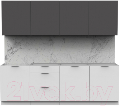 Готовая кухня Интермебель Микс Топ-38 2.4м без столешницы (графит серый/белый премиум)
