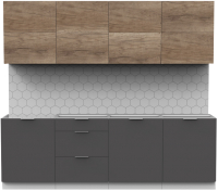 Кухонный гарнитур Интермебель Микс Топ-38 2.4м без столешницы (дуб каньон/графит серый) - 