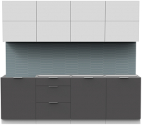 Готовая кухня Интермебель Микс Топ-38 2.4м без столешницы (белый премиум/графит серый) - 
