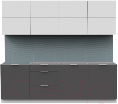 Готовая кухня Интермебель Микс Топ-38 2.4м без столешницы (белый премиум/графит серый)