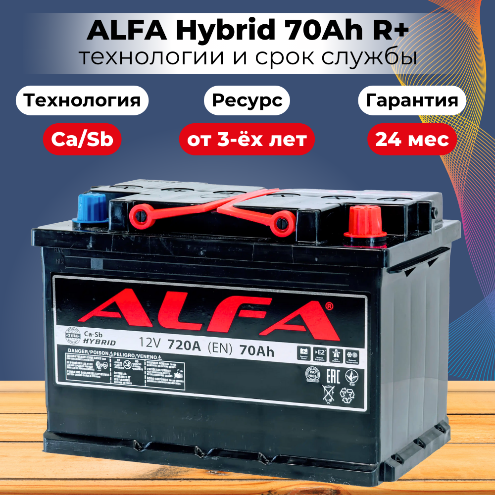 Автомобильный аккумулятор ALFA battery Hybrid R (70 А/ч) — фото 6