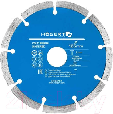 Отрезной диск алмазный Hoegert HT6D751