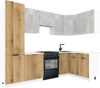 Готовая кухня ВерсоМебель Эко-1 1.4x2.6 правая (бетонный камень/дуб эвок прибрежный/ст.альберика) - 
