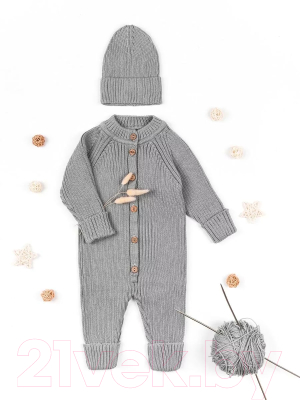 Комбинезон для малышей Amarobaby Pure Love Tot / AB-OD22-PLT5/11-56 (серый, р. 56)