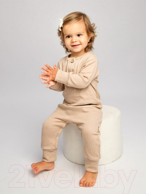 Комбинезон для малышей Amarobaby Fashion / AB-OD21-FS501/03-56 (бежевый, р. 56)