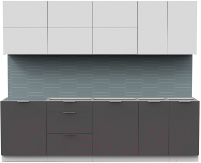 Кухонный гарнитур Интермебель Микс Топ-39 2.6м без столешницы (белый премиум/графит серый)