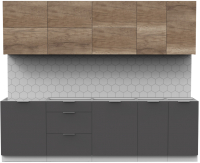 Готовая кухня Интермебель Микс Топ-39 2.6м без столешницы (дуб каньон/графит серый) - 
