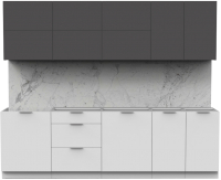 Готовая кухня Интермебель Микс Топ-39 2.6м без столешницы (графит серый/белый премиум) - 