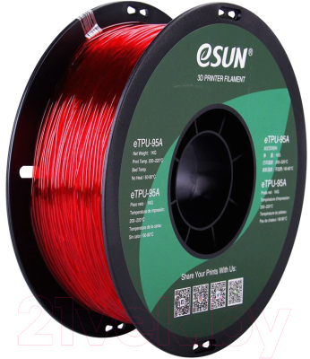 Пластик для 3D-печати eSUN eTPU-95A / т0030660 (1.75мм, 1кг, красный прозрачный)