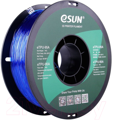 Пластик для 3D-печати eSUN eTPU-95A / т0030663 (1.75мм, 1кг, синий прозрачный)