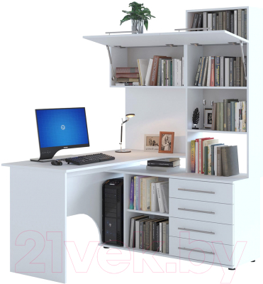 Компьютерный стол Сокол-Мебель КСТ-14 (правый, белый)