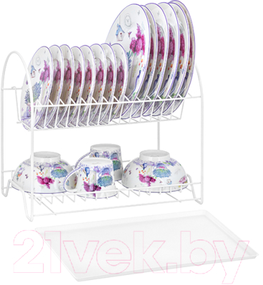 Изображение товара Сушилка для посуды El Casa Люкс с поддоном / 670174 (белый)