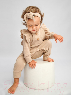 Комбинезон для малышей Amarobaby Fashion / AB-OD21-FS52/03-74 (бежевый, р. 74)