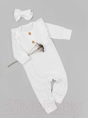 Комбинезон для малышей Amarobaby Fashion / AB-OD21-FS52/33-86 (молочный, р. 86)