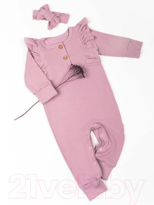 Комбинезон для малышей Amarobaby Fashion / AB-OD21-FS52/06-56 (розовый, р. 56)