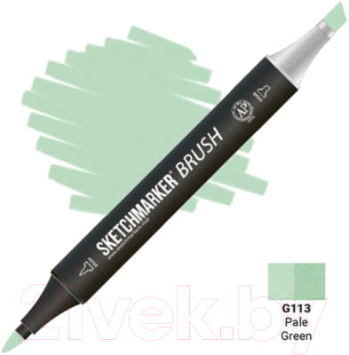 Маркер перманентный Sketchmarker Brush Двусторонний G113 / SMB-G113 (бледно-зеленый)