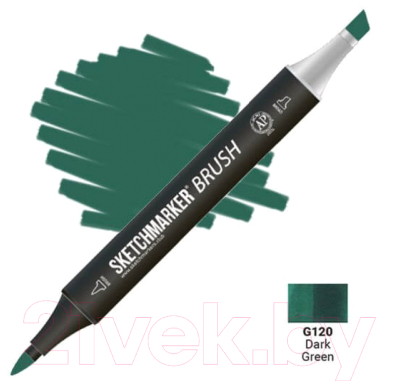 Маркер перманентный Sketchmarker Brush Двусторонний G120 / SMB-G120 (темно-зеленый)