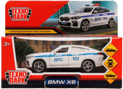 Автомобиль игрушечный Технопарк BMW X6 Полиция / X6-12POL-WH
