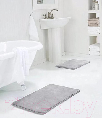 Набор ковриков для ванной и туалета Home One С эффектом памяти / 372208 (51x81/43x61, светло-серый)