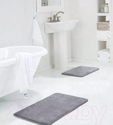 Набор ковриков для ванной и туалета Home One С эффектом памяти / 372209 (51x81/43x61, темно-серый)