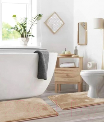 Набор ковриков для ванной и туалета Home One U-shape с эффектом памяти / 372206 (51x81/51x61, бежевый)