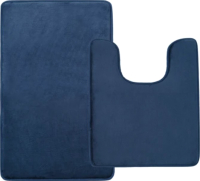Набор ковриков для ванной и туалета Home One U-shape с эффектом памяти / 397831 (51x81/51x61, темно-синий) - 