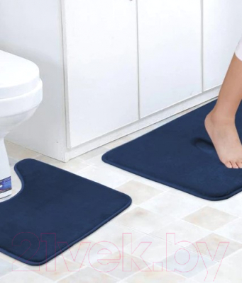 Набор ковриков для ванной и туалета Home One U-shape с эффектом памяти / 397831 (51x81/51x61, темно-синий)