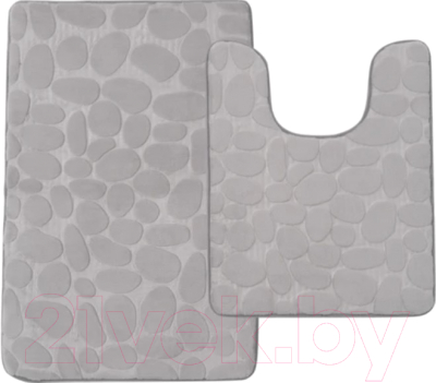 Набор ковриков для ванной и туалета Home One U-shape с эффектом памяти рельефный / 397836 (50x80/50x60, светло-серый)