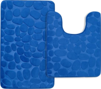 Набор ковриков для ванной и туалета Home One U-shape с эффектом памяти рельефный / 397837 (50x80/50x60, синий) - 