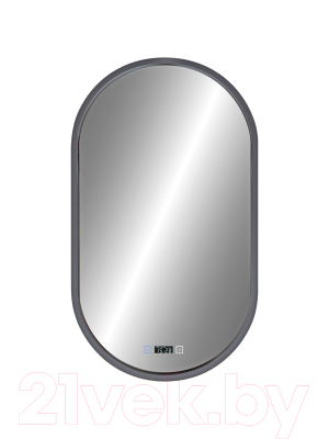 Зеркало Континент Prime Gray Led 45x80 (МДФ рама, LCD часы с сенсорными кнопками, подогрев)