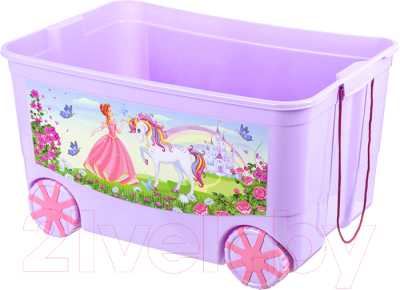 Ящик для хранения El Casa KidsBox Принцесса и единорог / 640331 (лавандовый с розовой крышкой)