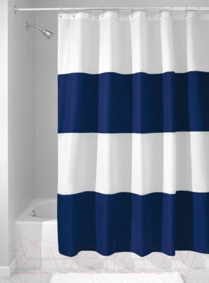 Шторка-занавеска для ванны Home One Stripes Print 180x180 / 395307 (темно-синий)