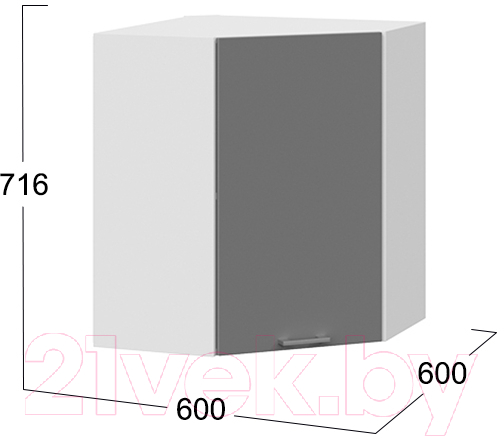 Шкаф навесной для кухни ТриЯ Габриэлла 1В6У (белый/титан) — фото 3