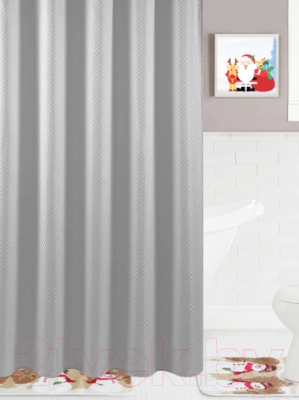 Шторка-занавеска для ванны Home One Checkered 180x180 / 372254 (светло-серый)