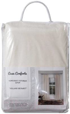 Шторы Casa Conforte Holland Вельвет 150x270 / 6176926 (2шт, однотонный белый)