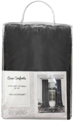 Шторы Casa Conforte Holland Вельвет 150x270 / 6176931 (2шт, однотонный темно-серый)