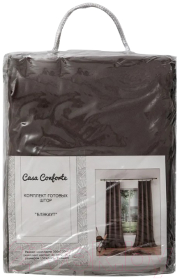 Шторы Casa Conforte Блэкаут 150x270 / 6176919 (2шт, однотонный какао лента)