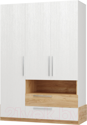 Bravo Мебель Тоскана ШР-3 (дуб крафт золотой/белый поры глубокие) Шкаф ...